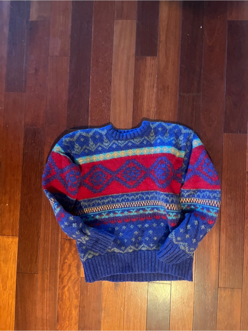 NWOT Urban Renewal Fair Isle Crewneck Sweater - Blue & Red